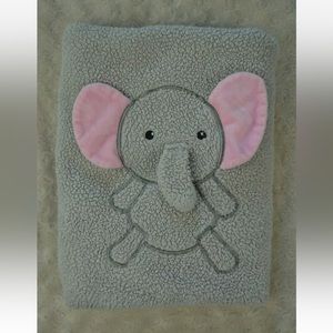 Little Dreamer Elephant Baby Blanket Gray Pink Ears Sherpa Soft Security Lovey